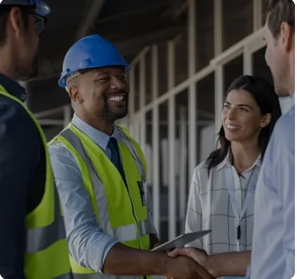 Construction worker wearing safety glasses