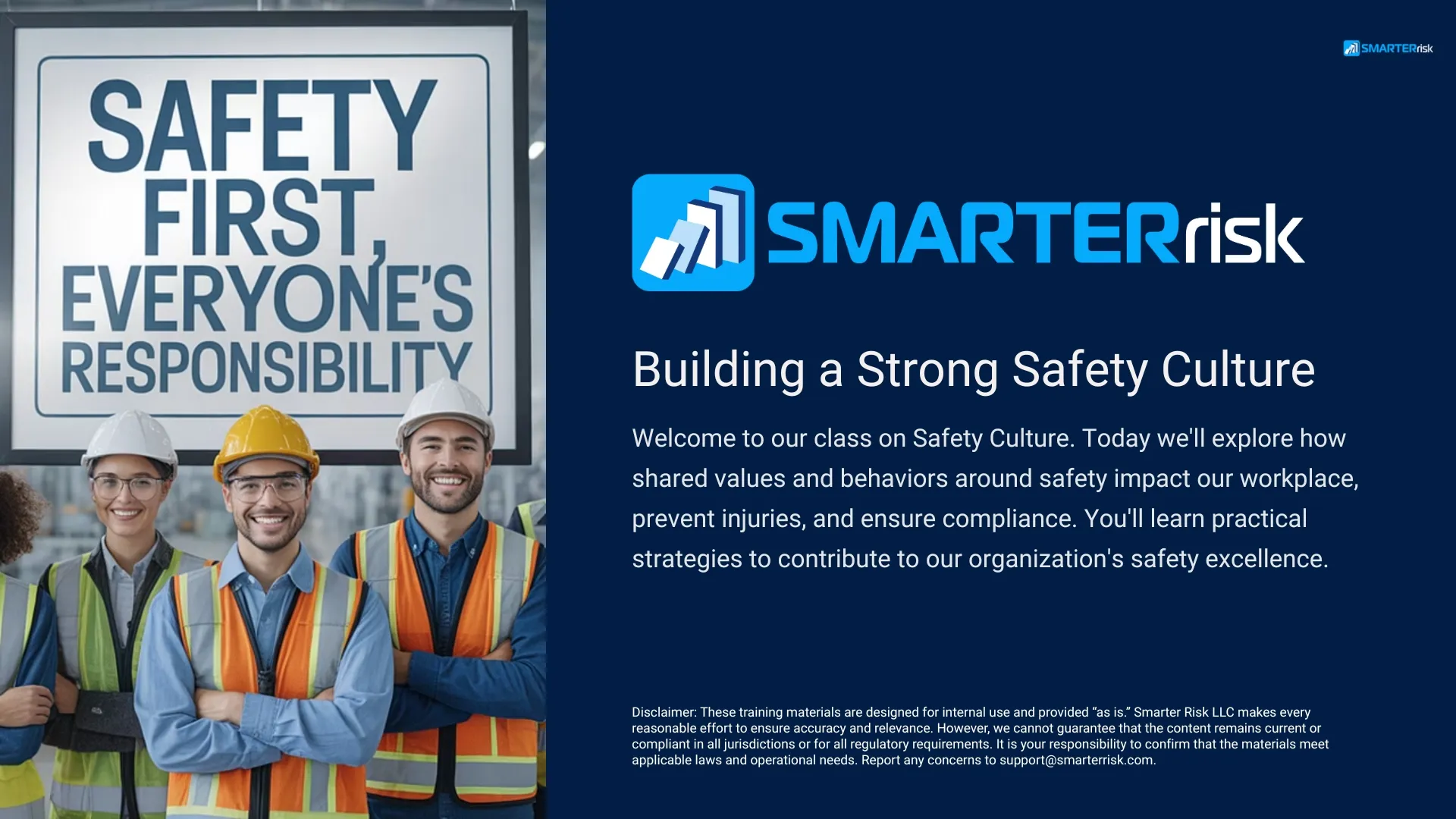 Building a Strong Safety Culture Course