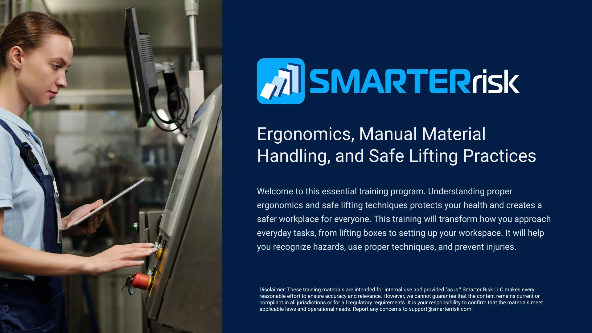 Ergonomics, Manual Material Handling, and Safe Lifting Practices Course