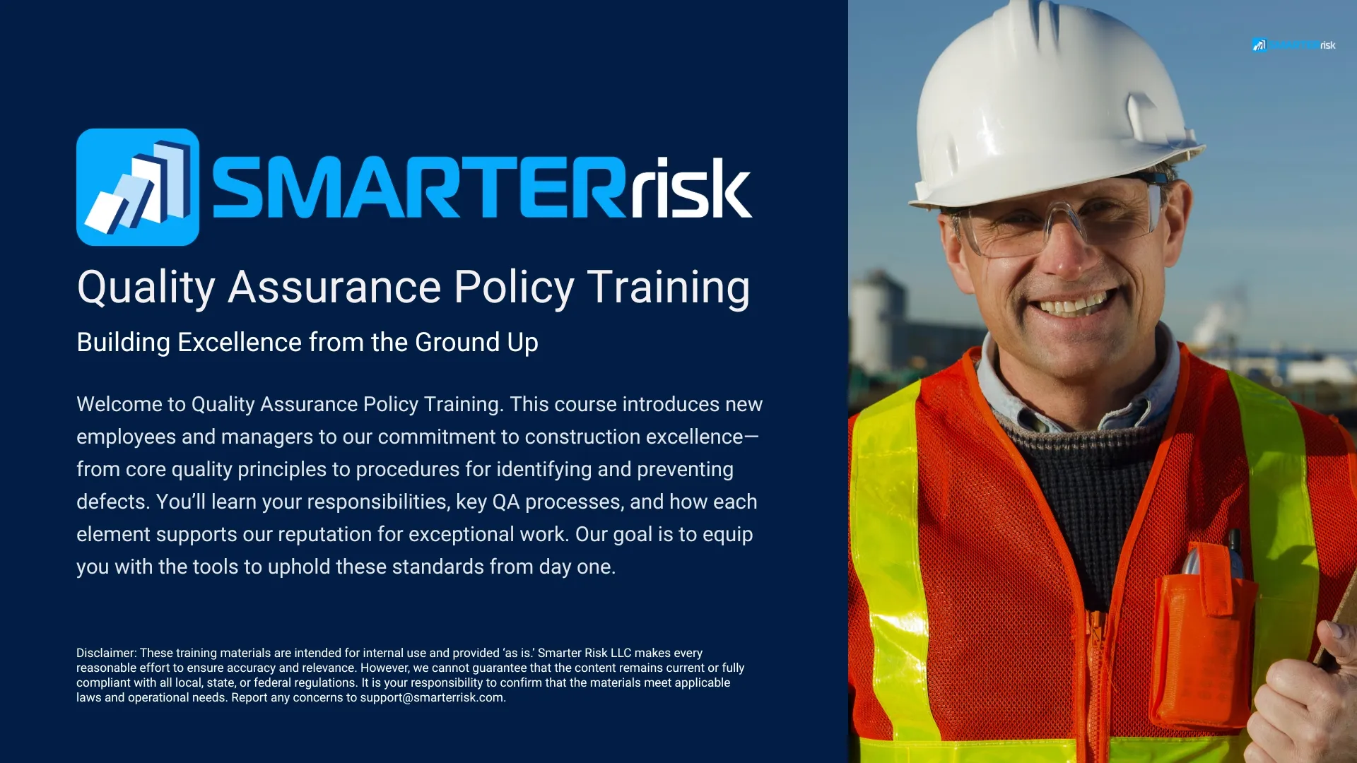 Quality Assurance Policy Training Course